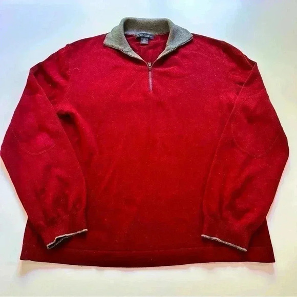 Banana Republic Other - Banana Republic Sweater Mens Large Red Silk Cashmere Quarter Zip Lightweight